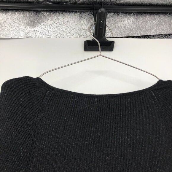 Reitmans Black flattering Diamond neck long sleeve shimmer knit sweater  L - Picture 10 of 14